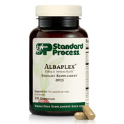 Standard Process Albaplex bottle front highlighting non-dairy liver and immune support formula.