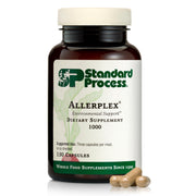 Standard Process Allerplex bottle front shows natural support for mucous membranes