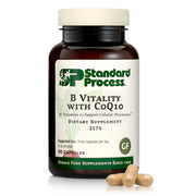 Standard Process B Vitality with CoQ10 bottle showing daily antioxidant support.
