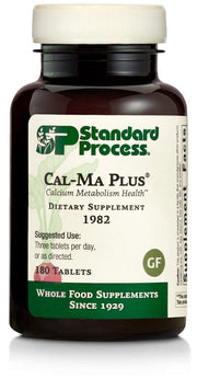 Standard Process Cal-Ma Plus bottle front view highlighting calcium support for bones