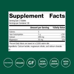Standard Process Calcium Lactate bottle back with dosage and usage insights for immune and nerve function support