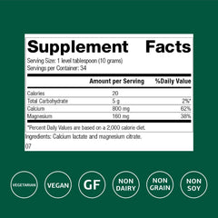 Standard Process Calcium Lactate Powder scoop shows portion size for easy dosing.