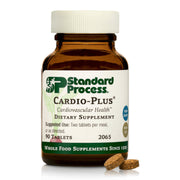 Standard Process Cardio-Plus bottle front highlighting antioxidant support for heart health