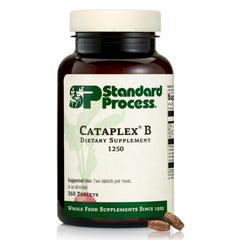 Standard Process Cataplex B bottle shown for daily energy support.