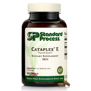Standard Process Cataplex E bottle label highlighting endocrine support and vitamin E benefits.