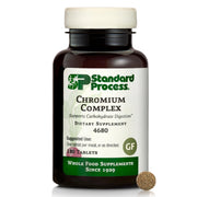 Standard Process Chromium Complex bottle label highlights gluten free formula for digestive support