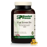 Standard Process Cod Liver Oil bottle for daily omega-3 support and skin health.