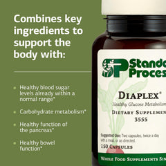 Standard Process Diaplex ingredients card shows chromium and iodine support.