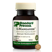 Standard Process E-Manganese bottle front, daily antioxidant-support nutrition.