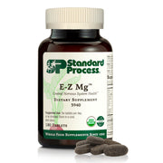 Standard Process E-Z Mg bottle label shows organic magnesium for nervous system support