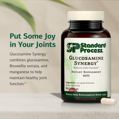 Standard Process Glucosamine Synergy capsules close-up for easy daily use.