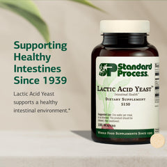Nutrition label of Lactic Acid Yeast showing vegan, non-soy formulation.