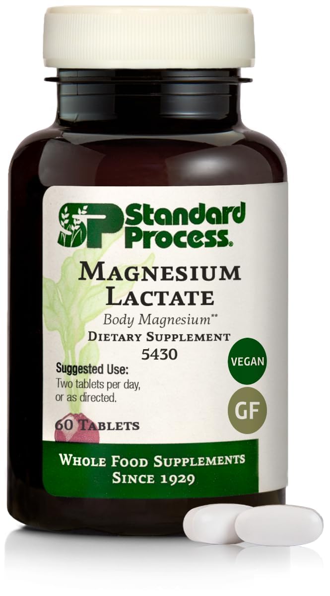 Standard Process Magnesium Lactate bottle label showing energy support potential.