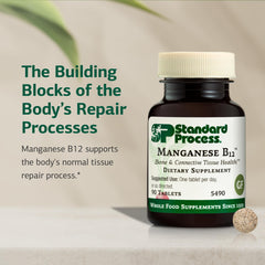 Standard Process Manganese B12 tablets closeup displays compact daily-use tablets.