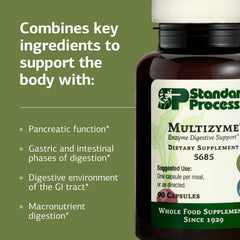 Standard Process Multizyme capsules in hand for portable daily supplementation.