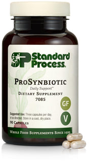 Standard Process ProSynbiotic capsules close-up for digestive support.