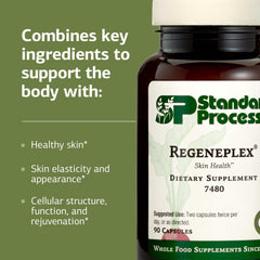 Regeneplex bottle displays 45 servings for a steady skin health routine