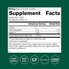 Standard Process Spanish Black Radish tablets closeup highlighting texture for digestion support.