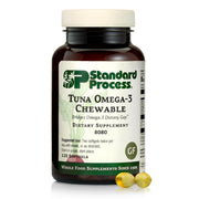 Standard Process Tuna Omega-3 chewable bottle supports daily brain and eye health.