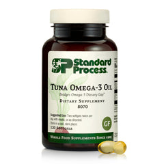 Standard Process Tuna Omega-3 Oil bottle supports daily brain and eye health