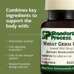 Standard Process Wheat Germ Oil ingredients panel showing whole-food nutrition for cellular health.