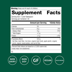 Standard Process Whole Food Fiber tub with scoop ready for convenient daily mixing.