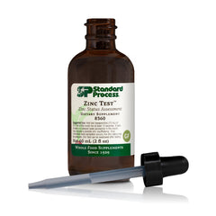 Standard Process Zinc Test bottle front demonstrates an easy, noninvasive status check.