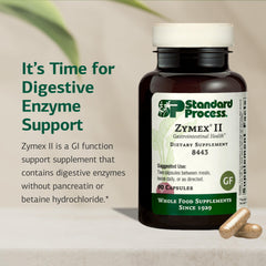 Front label of Standard Process Zymex II highlighting digestive enzyme blend.