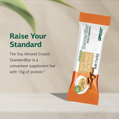 Standard Process StandardBar Soy Almond Crunch nutrition label highlights protein and minerals