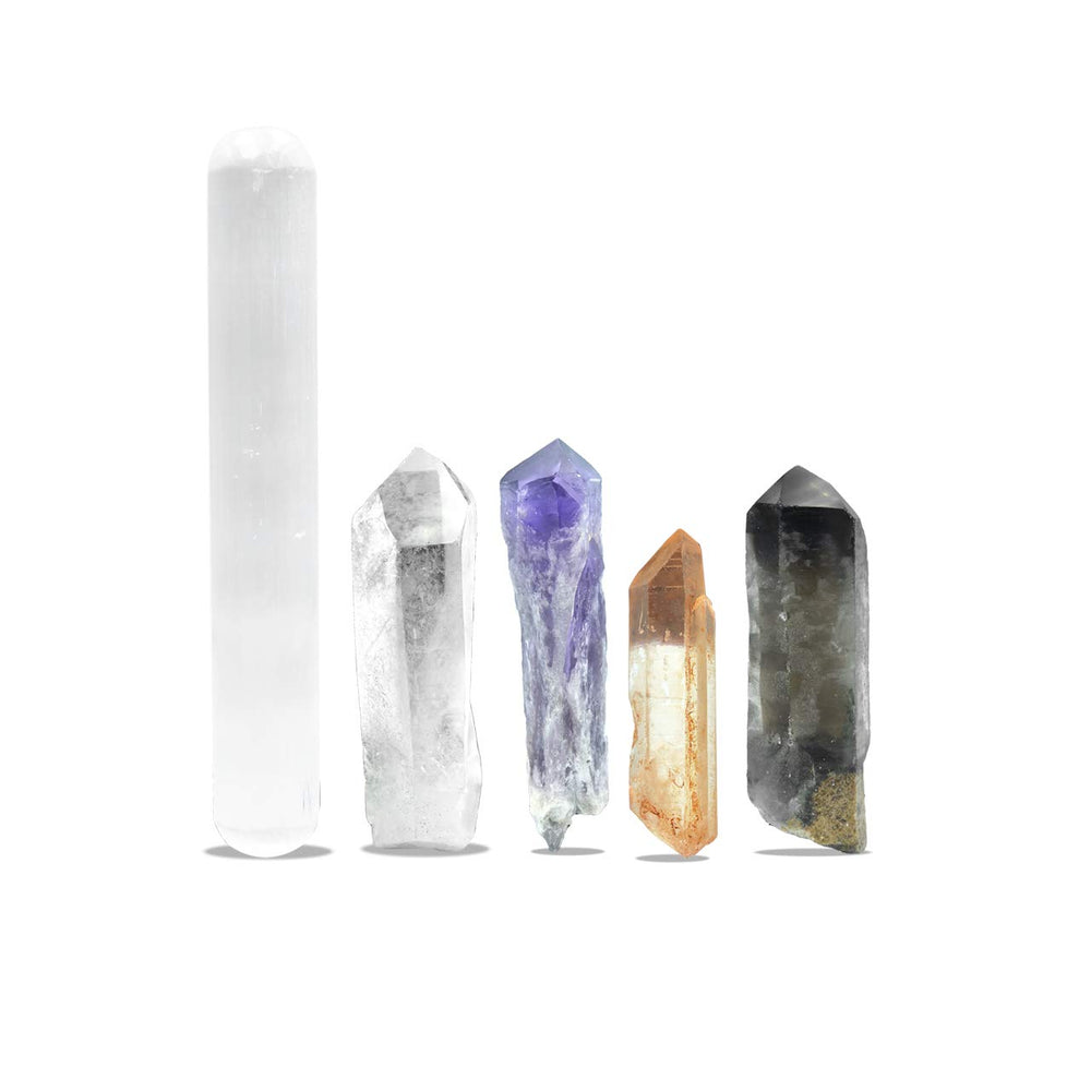 Starborn Master Healing Crystal Set selenite wand for calming rituals.