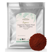 Starwest Botanicals Cayenne Pepper Powder jar adds bold heat to recipes.