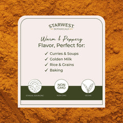 Starwest Botanicals certified organic turmeric image emphasizes trusted sourcing.