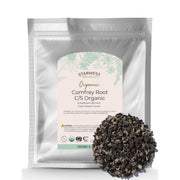 Starwest Botanicals comfrey root bag front for topical salve prep.