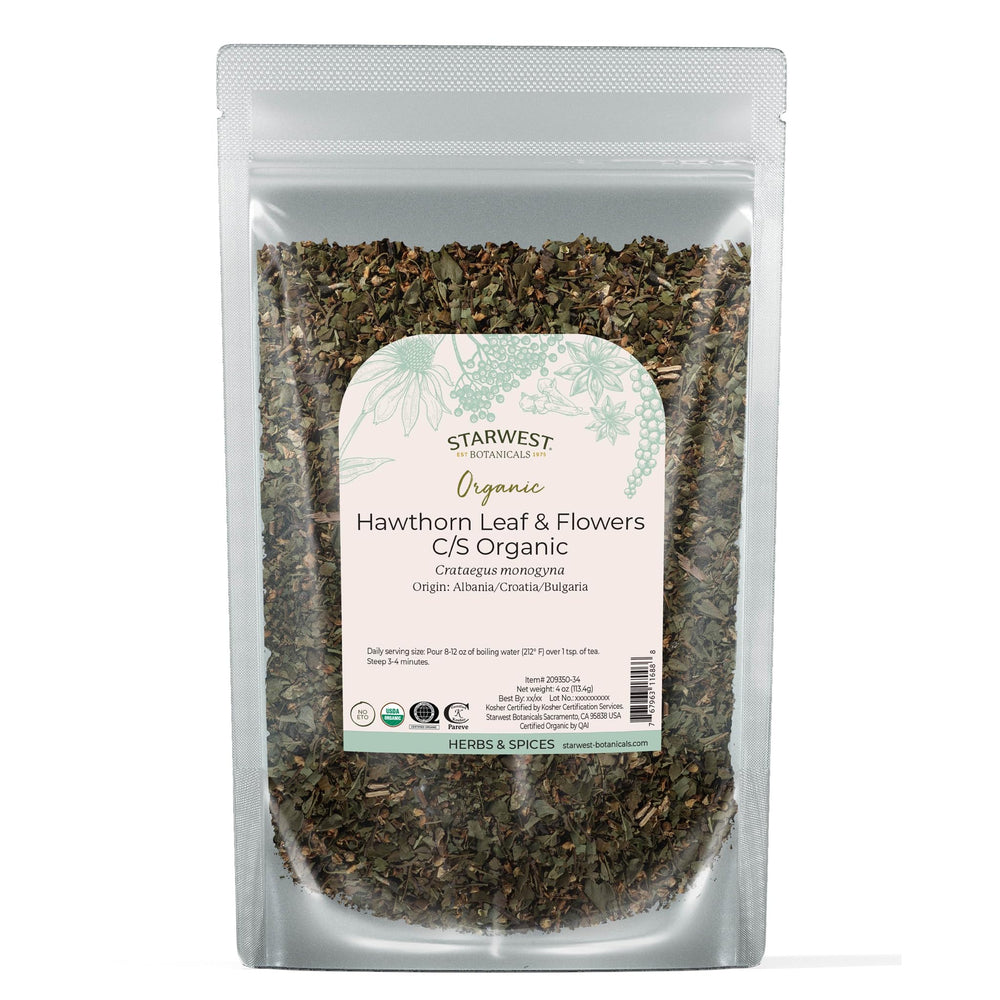 Starwest Botanicals Hawthorn leaves and flowers dried for fragrant tea blends