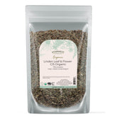 Starwest Botanicals Linden leaf and flowers in bag for fragrant herbal blends.