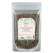 Starwest Botanicals Linden leaf and flowers in bag for fragrant herbal blends.