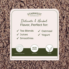 Starwest Botanicals milk thistle powder blends smoothly into juices and yogurt bowls.