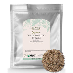 Starwest Botanicals nettle root dried bag for versatile cooking and herbal infusions.