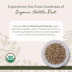 Closeup of nettle root showing earthy aroma and quality