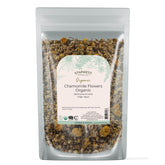 Starwest Botanicals organic chamomile flowers from Egypt for calming tea and fragrant infusion.