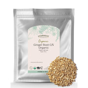 Starwest Botanicals Organic Ginger Root in bag for easy pantry storage and cooking.