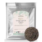 Starwest Botanicals organic ginkgo leaf closeup shows vibrant green leaves ideal for tea blends.