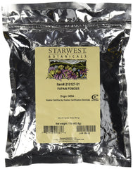 Starwest Botanicals Papain powder in a resealable bag for meat tenderizing prep.