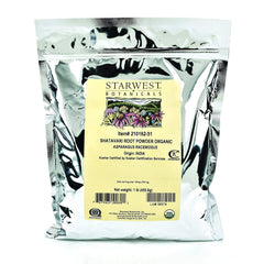 Starwest Botanicals Shatavari root powder image highlights organic, versatile powder for daily use