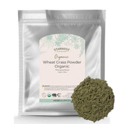 Starwest Botanicals wheatgrass powder bag front showing organic packaging for daily use