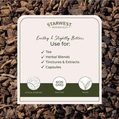 Starwest Yellowdock Root packaging closeup showing pure organic herb.
