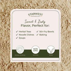 Starwest Botanicals ginger powder closeup for spice drawer and baking