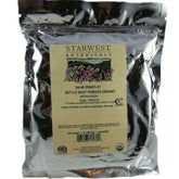 Starwest Botanicals nettle root powder bottle for daily hair care use.
