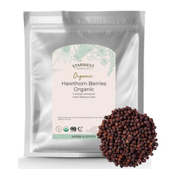 Starwest Hawthorn Berries Whole in a resealable bag for tea and tinctures