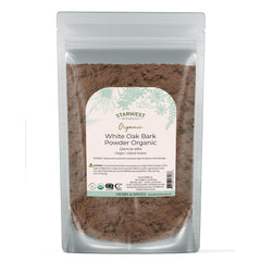 Starwest Botanicals White Oak Bark Powder bag for herbal tea blends.